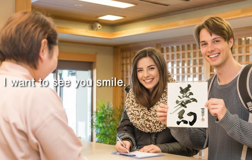 hotel-delivery-japanese-calligraphy-happy-travelers-smiling-at-hotel-frontdesk